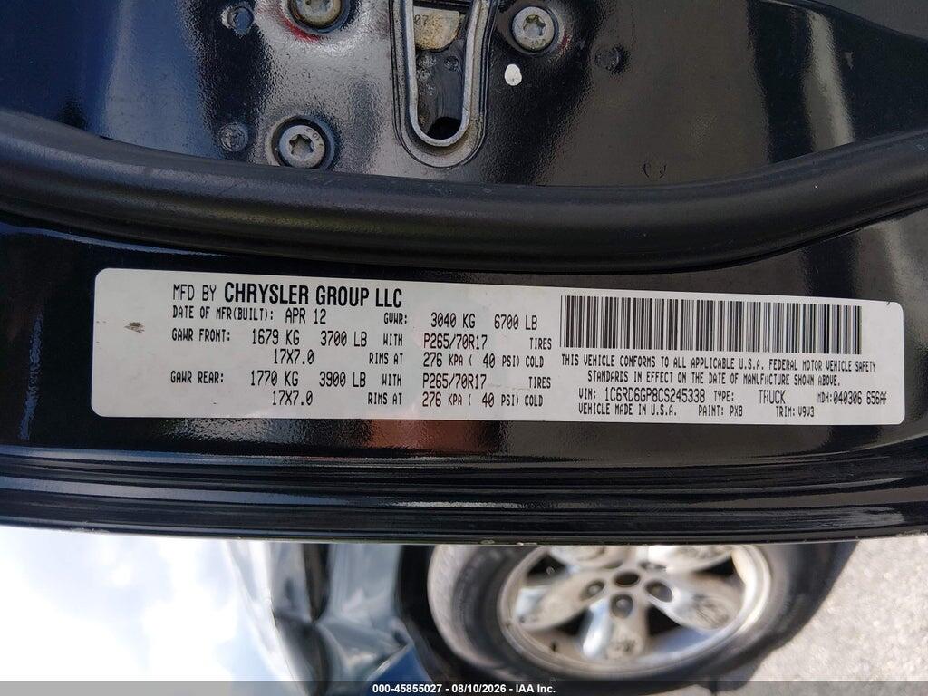 1C6RD6GP8CS245338 2012 RAM 1500 photo no. 9