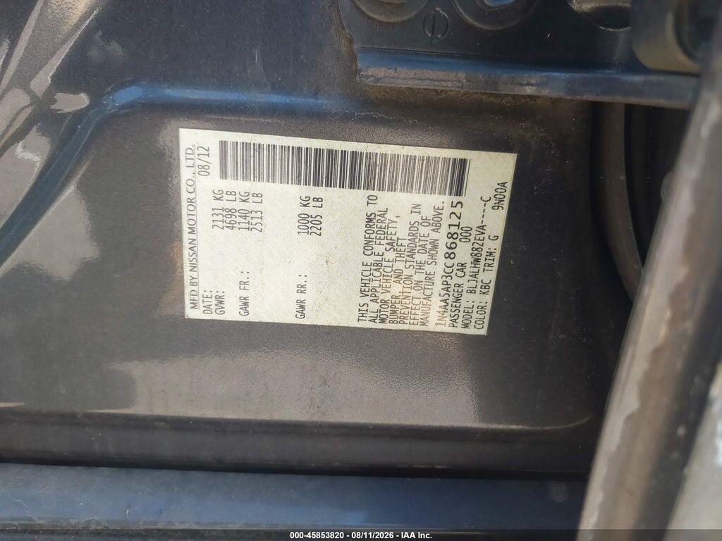1N4AA5AP3CC868125 2012 NISSAN MAXIMA photo no. 9