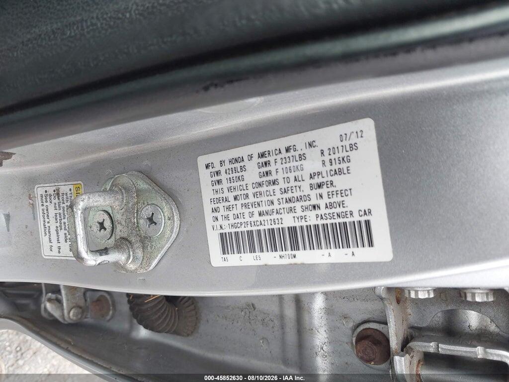 1HGCP2F6XCA212632 2012 HONDA ACCORD photo no. 9