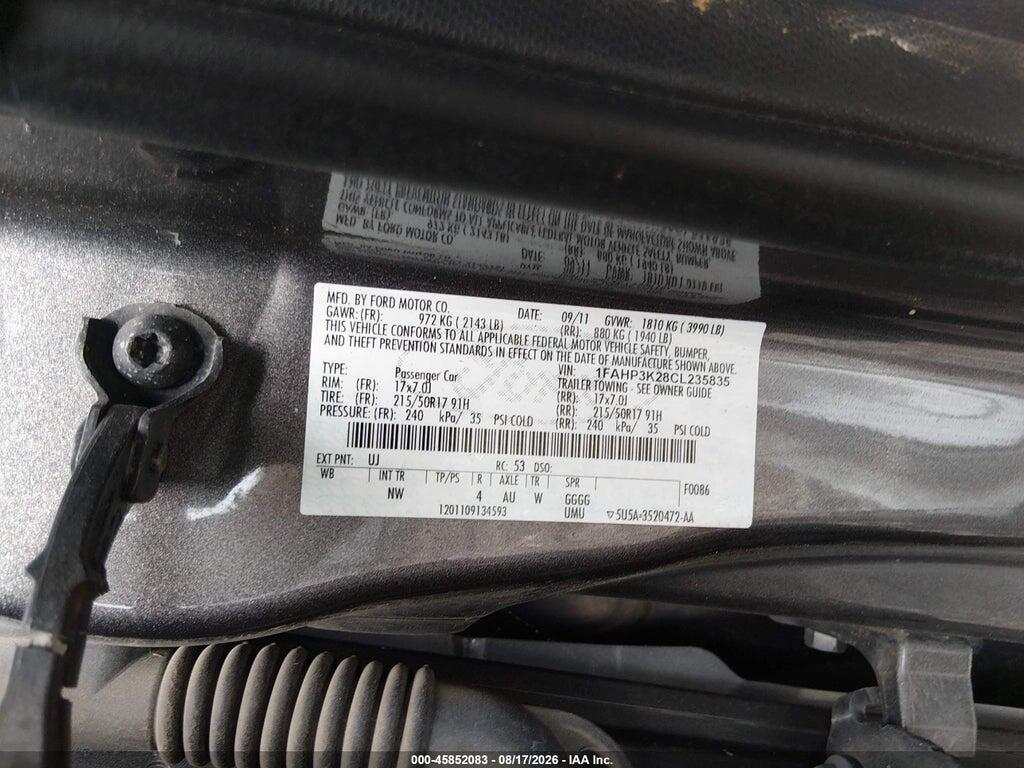 1FAHP3K28CL235835 2012 FORD FOCUS photo no. 9