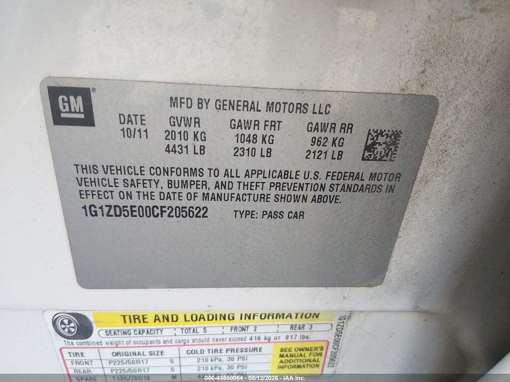 1G1ZD5E00CF205622 2012 CHEVROLET MALIBU photo no. 9