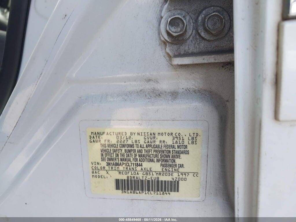 3N1AB6AP1CL711844 2012 NISSAN SENTRA photo no. 9