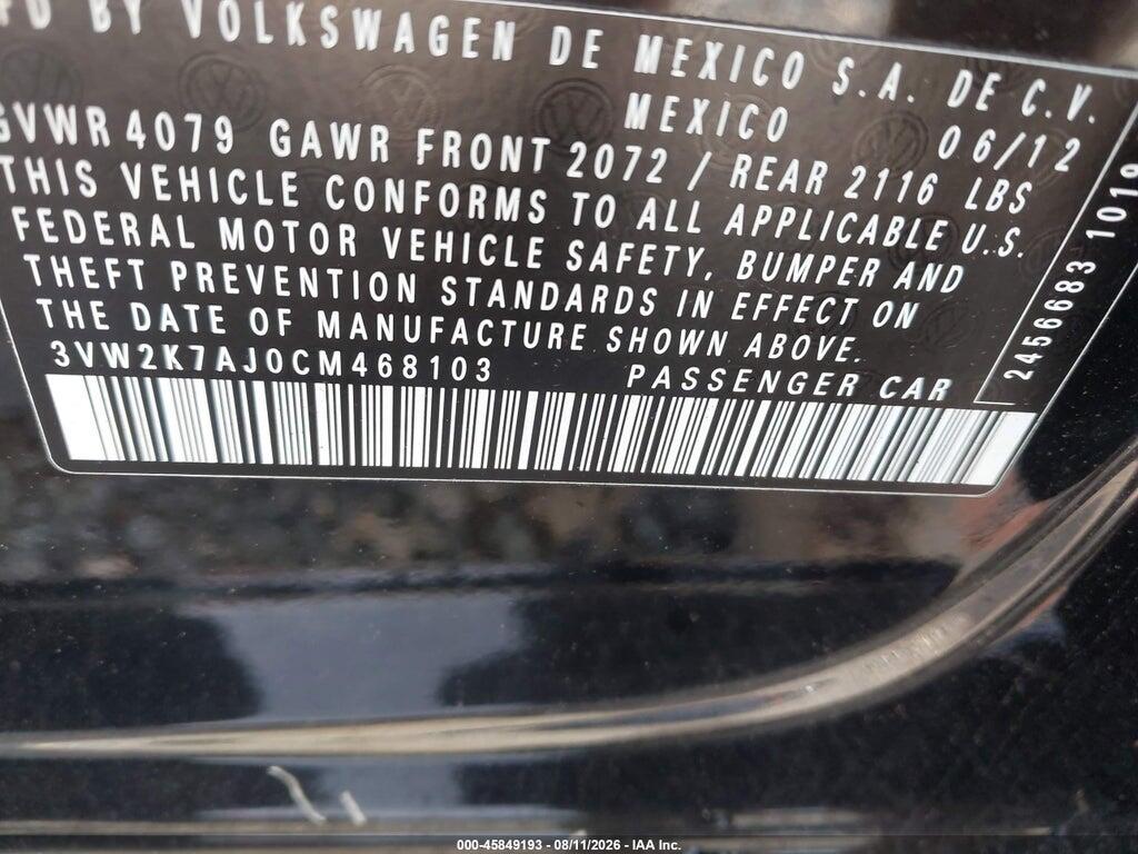 3VW2K7AJ0CM468103 2012 VOLKSWAGEN JETTA photo no. 9