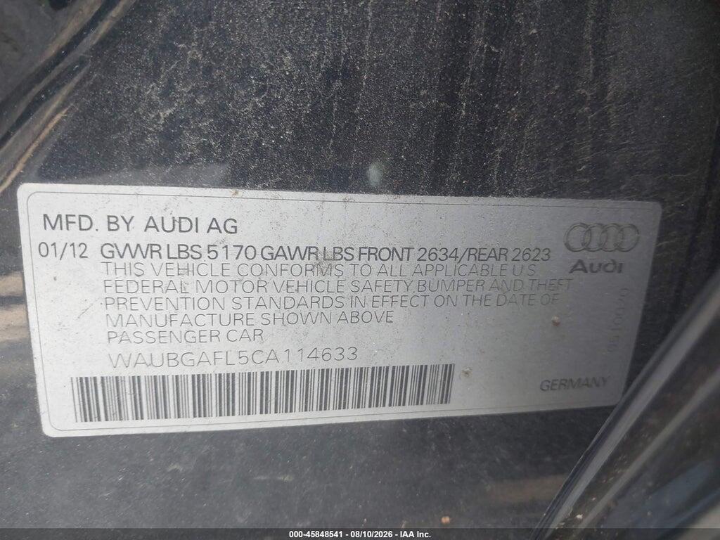 WAUBGAFL5CA114633 2012 AUDI S4 photo no. 9
