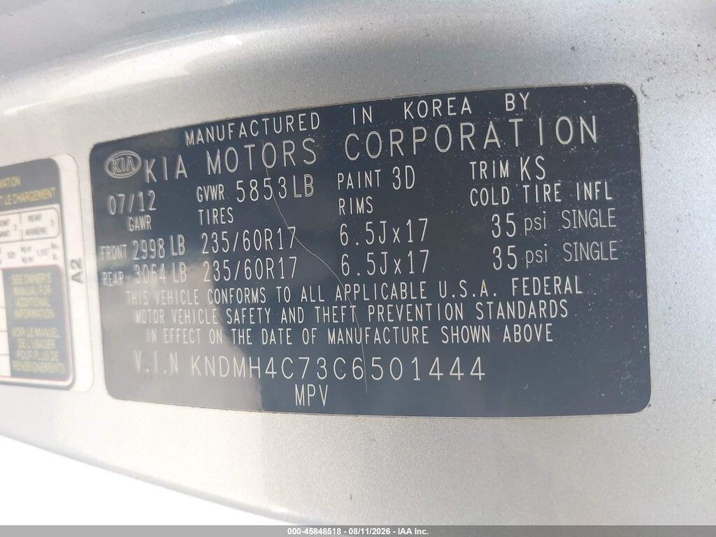 KNDMH4C73C6501444 2012 KIA SEDONA photo no. 9
