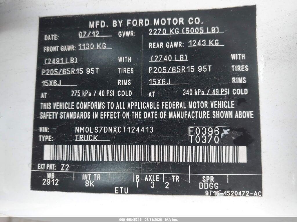 NM0LS7DNXCT124413 2012 FORD TRANSIT CONNECT photo no. 9