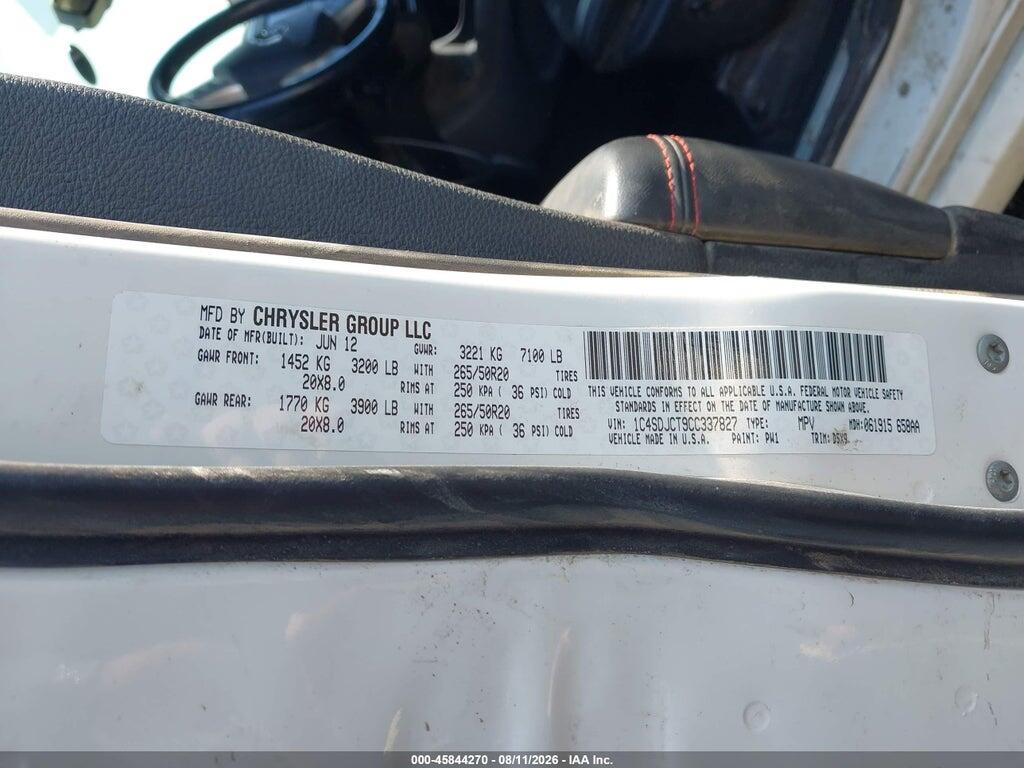 1C4SDJCT9CC337827 2012 DODGE DURANGO photo no. 9