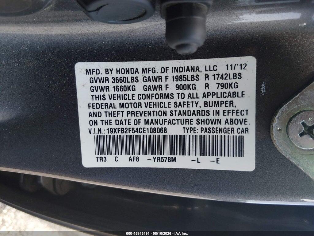 19XFB2F54CE108068 2012 HONDA CIVIC photo no. 9