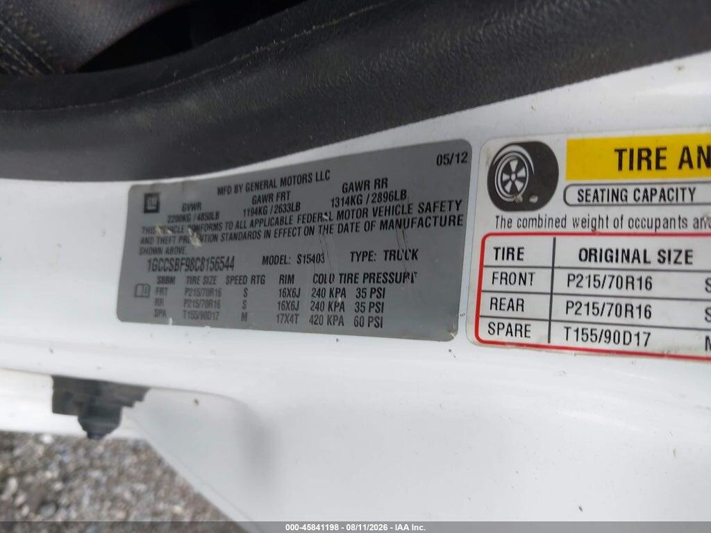 1GCCSBF98C8156544 2012 CHEVROLET COLORADO photo no. 9