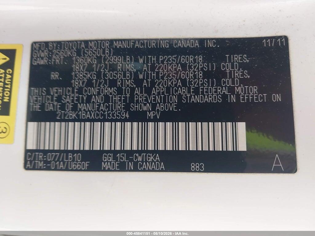 2T2BK1BAXCC133594 2012 LEXUS RX 350 photo no. 9