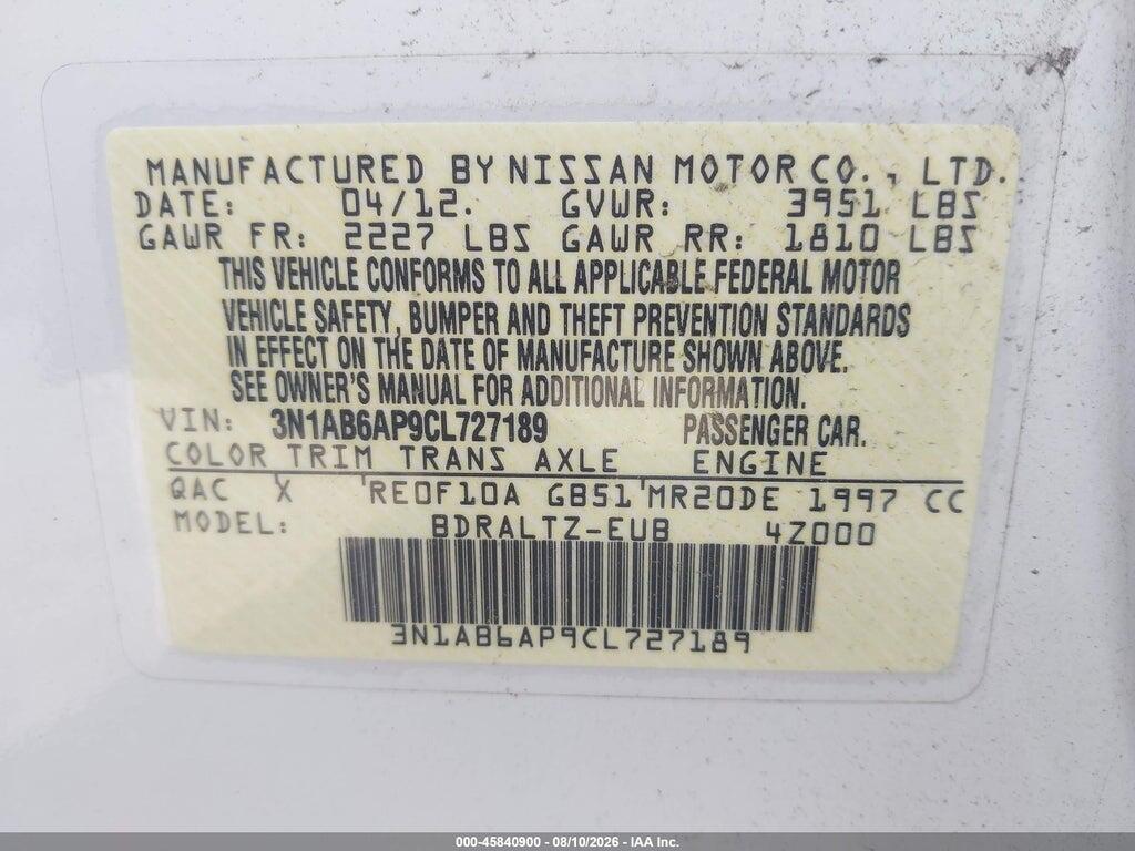 3N1AB6AP9CL727189 2012 NISSAN SENTRA photo no. 9