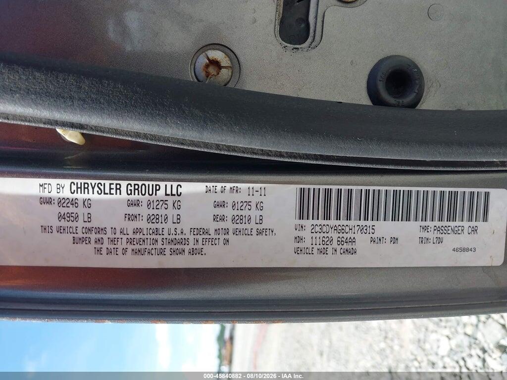 2C3CDYAG6CH170315 2012 DODGE CHALLENGER photo no. 9