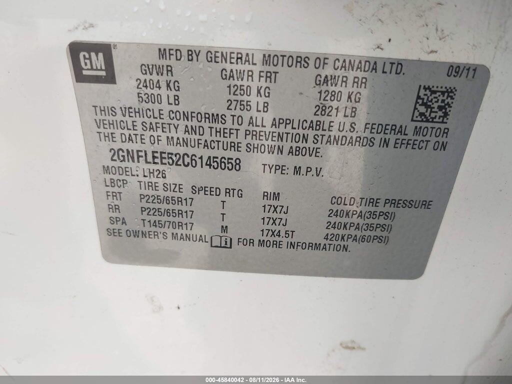 2GNFLEE52C6145658 2012 CHEVROLET EQUINOX photo no. 9
