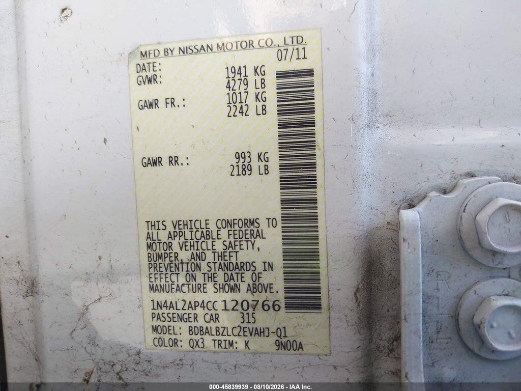 1N4AL2AP4CC120766 2012 NISSAN ALTIMA photo no. 9