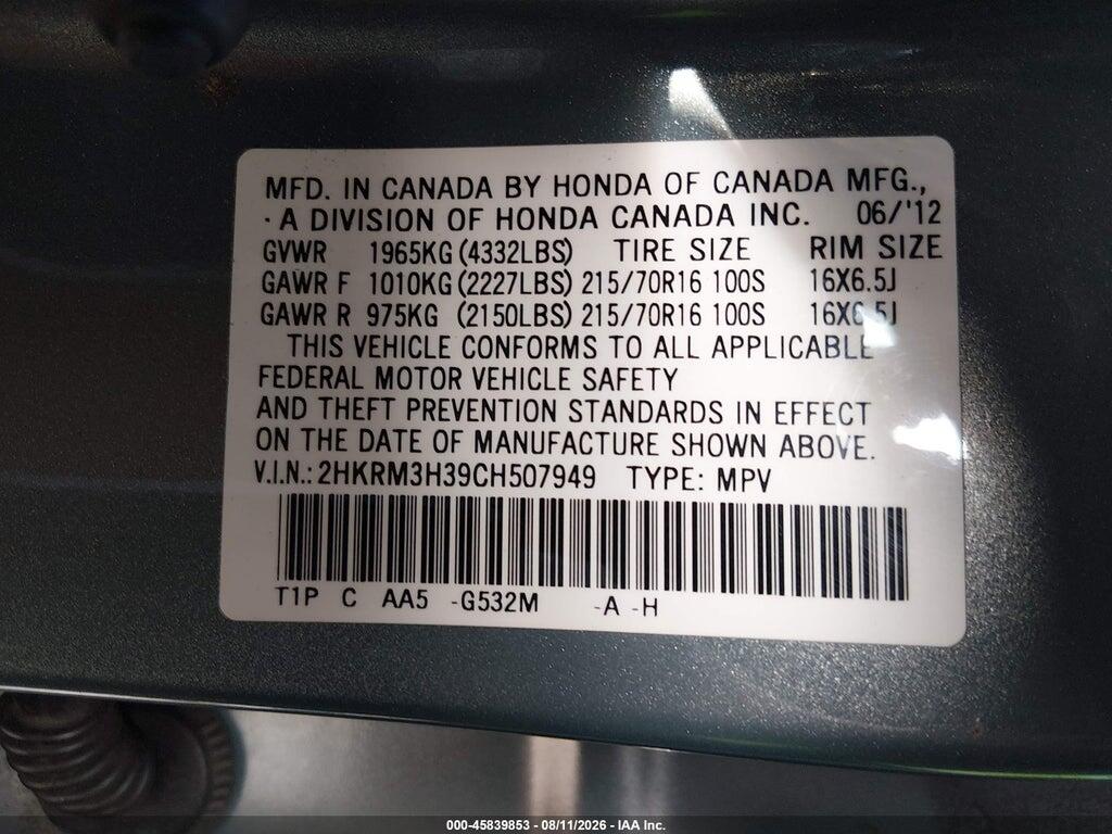 2HKRM3H39CH507949 2012 HONDA CR-V photo no. 9