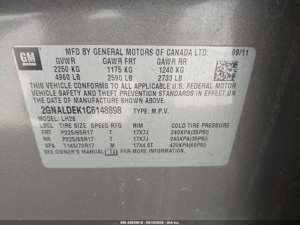 2GNALDEK1C6148898 2012 CHEVROLET EQUINOX photo no. 9