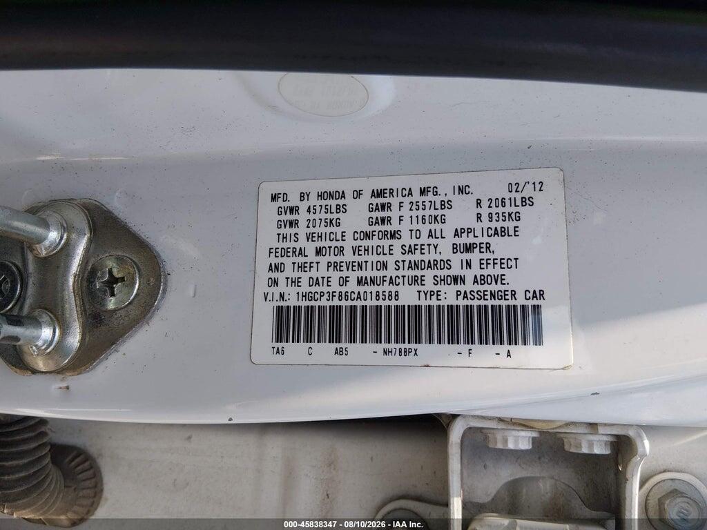 1HGCP3F86CA018588 2012 HONDA ACCORD photo no. 9