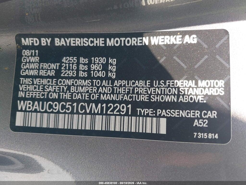 WBAUC9C51CVM12291 2012 BMW 135I photo no. 9