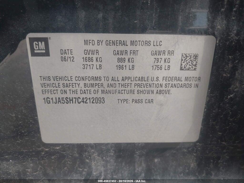 1G1JA5SH7C4212093 2012 CHEVROLET SONIC photo no. 8