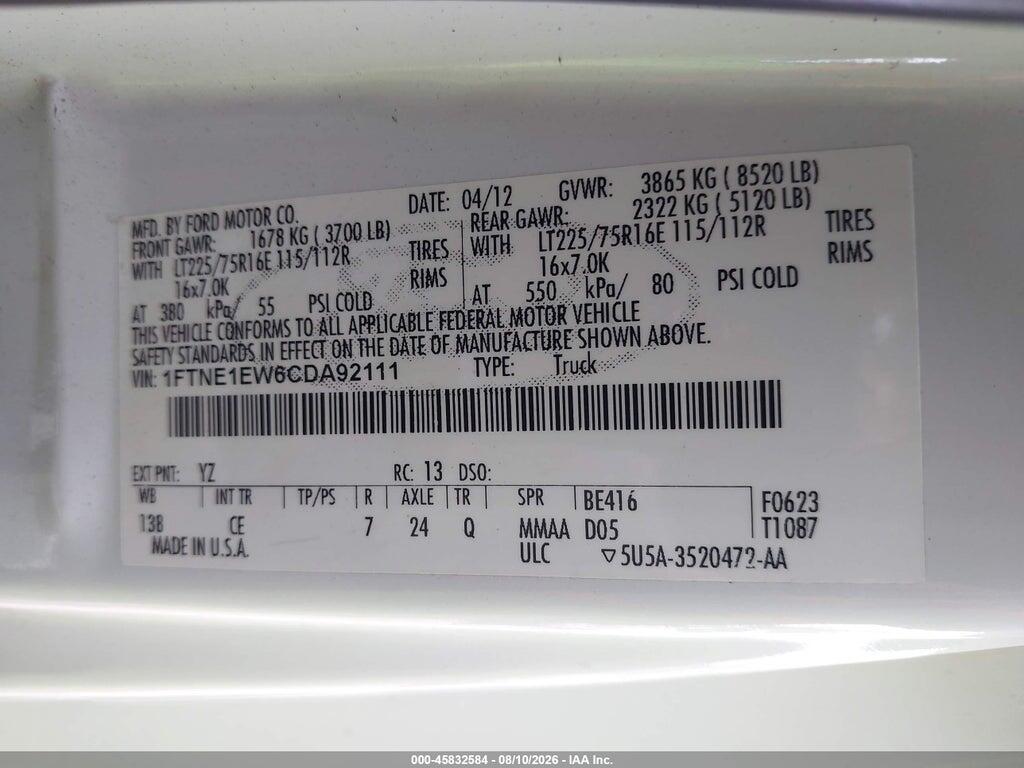 1FTNE1EW6CDA92111 2012 FORD E-150 photo no. 9
