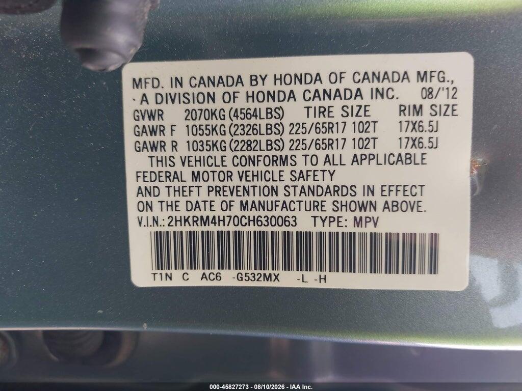 2HKRM4H70CH630063 2012 HONDA CR-V photo no. 9