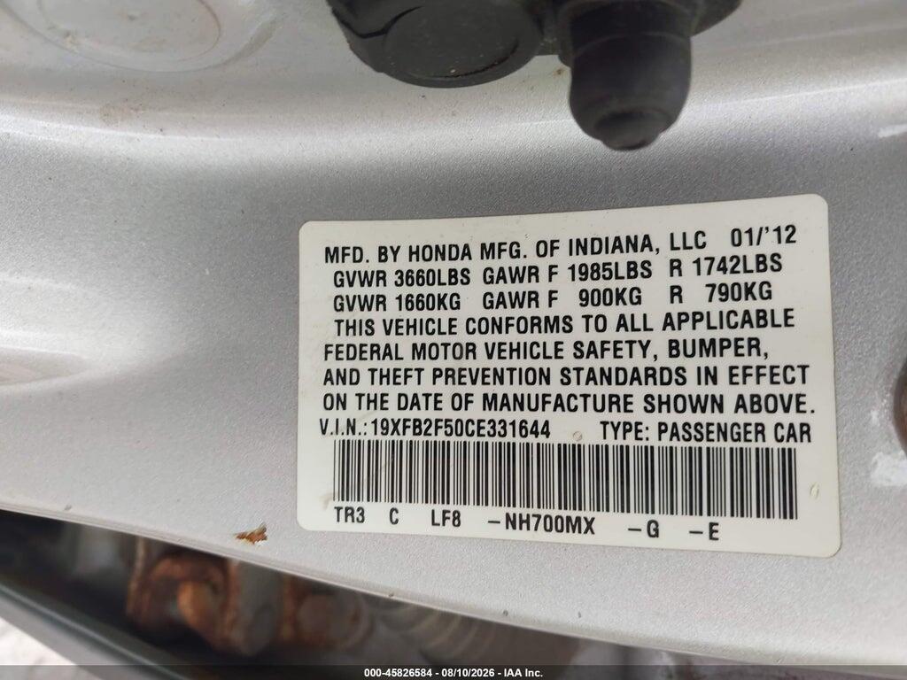 19XFB2F50CE331644 2012 HONDA CIVIC photo no. 9