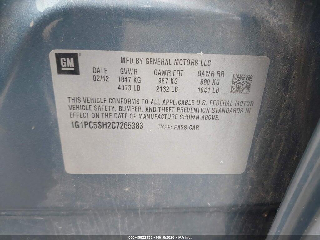 1G1PC5SH2C7265383 2012 CHEVROLET CRUZE photo no. 9