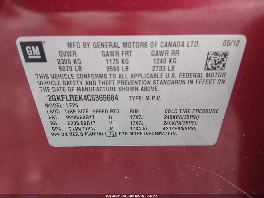 2GKFLREK4C6365684 2012 GMC TERRAIN photo no. 9