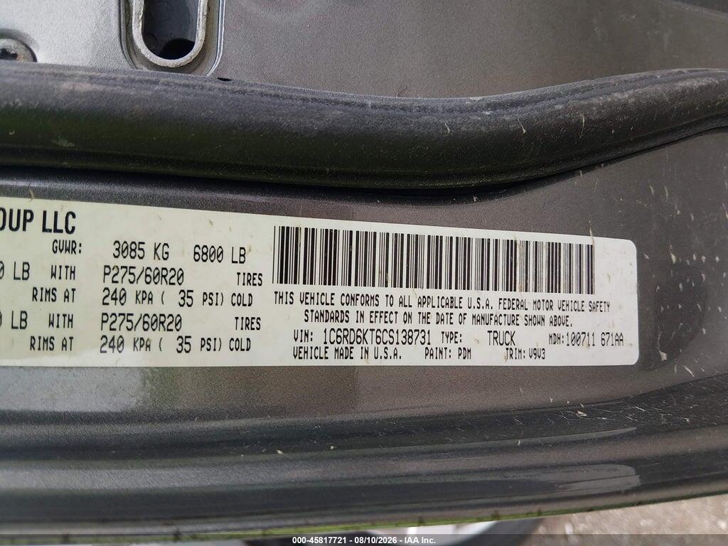 1C6RD6KT6CS138731 2012 RAM 1500 photo no. 9