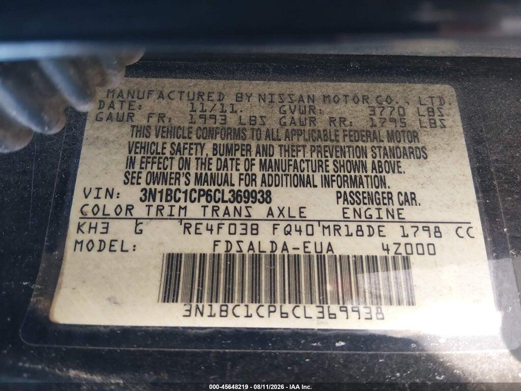 3N1BC1CP6CL369938 2012 NISSAN VERSA photo no. 9