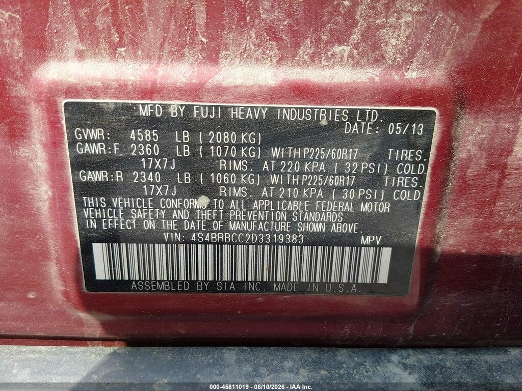 4S4BRBCC2D3319383 2013 SUBARU OUTBACK photo no. 9