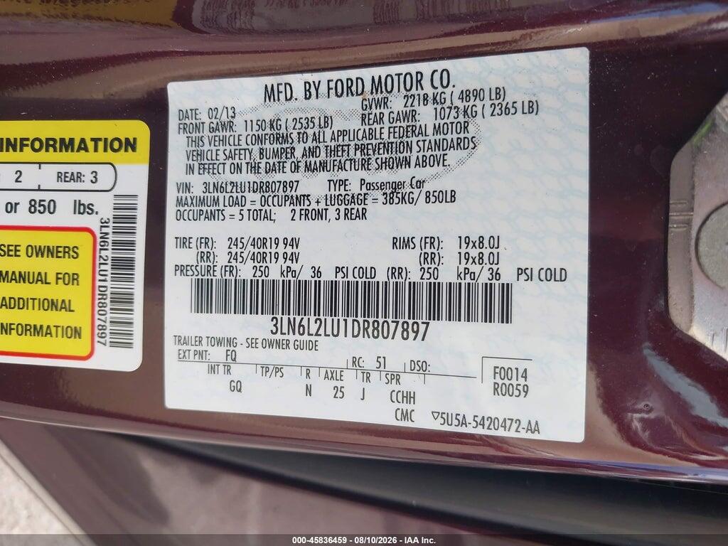 3LN6L2LU1DR807897 2013 LINCOLN MKZ HYBRID photo no. 9