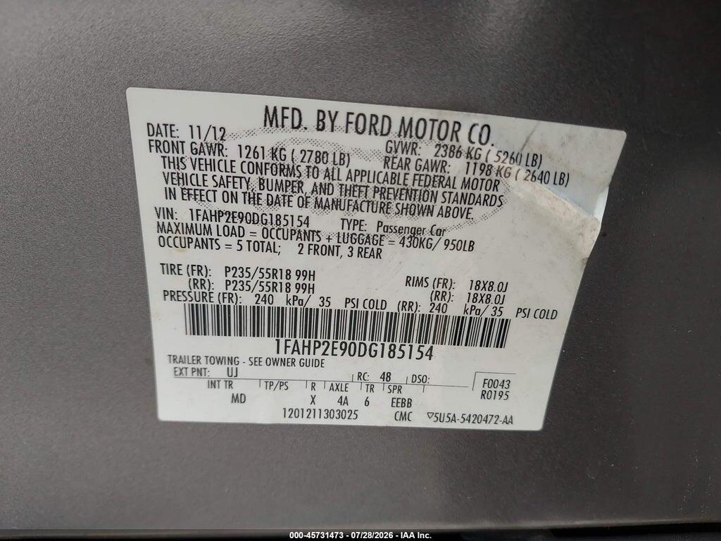 1FAHP2E90DG185154 2013 FORD TAURUS photo no. 9