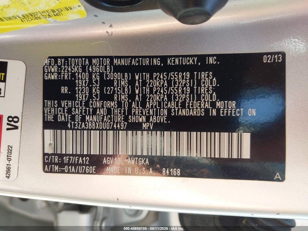 4T3ZA3BBXDU074497 2013 TOYOTA VENZA photo no. 9