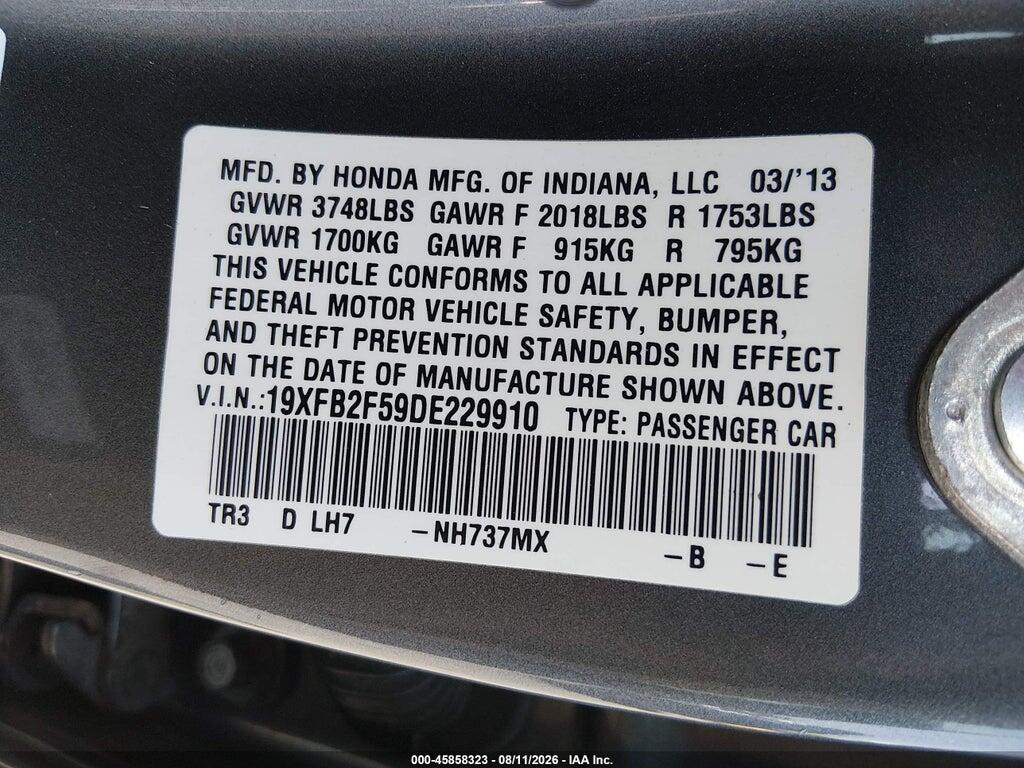 19XFB2F59DS229910 2013 HONDA CIVIC photo no. 9
