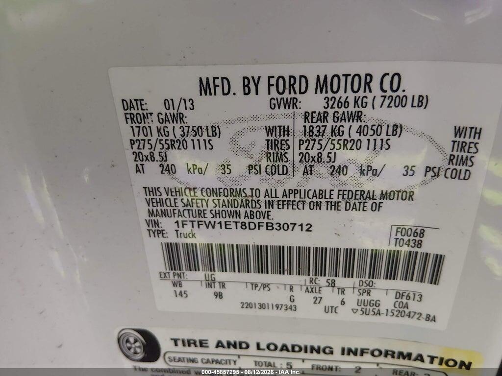 1FTFW1ET8DFB30712 2013 FORD F-150 photo no. 8