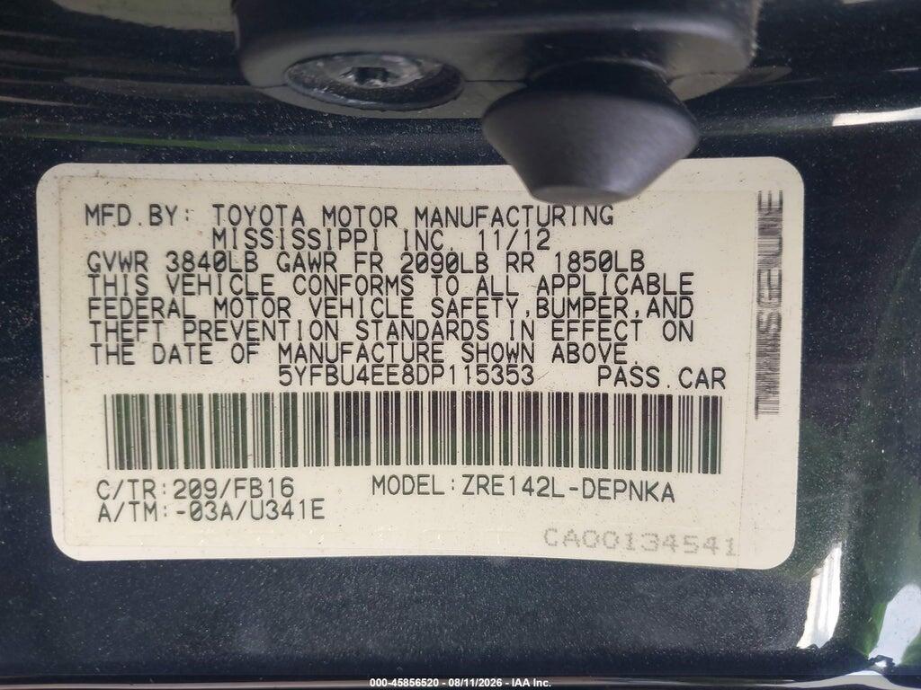5YFBU4EE8DP115353 2013 TOYOTA COROLLA photo no. 9