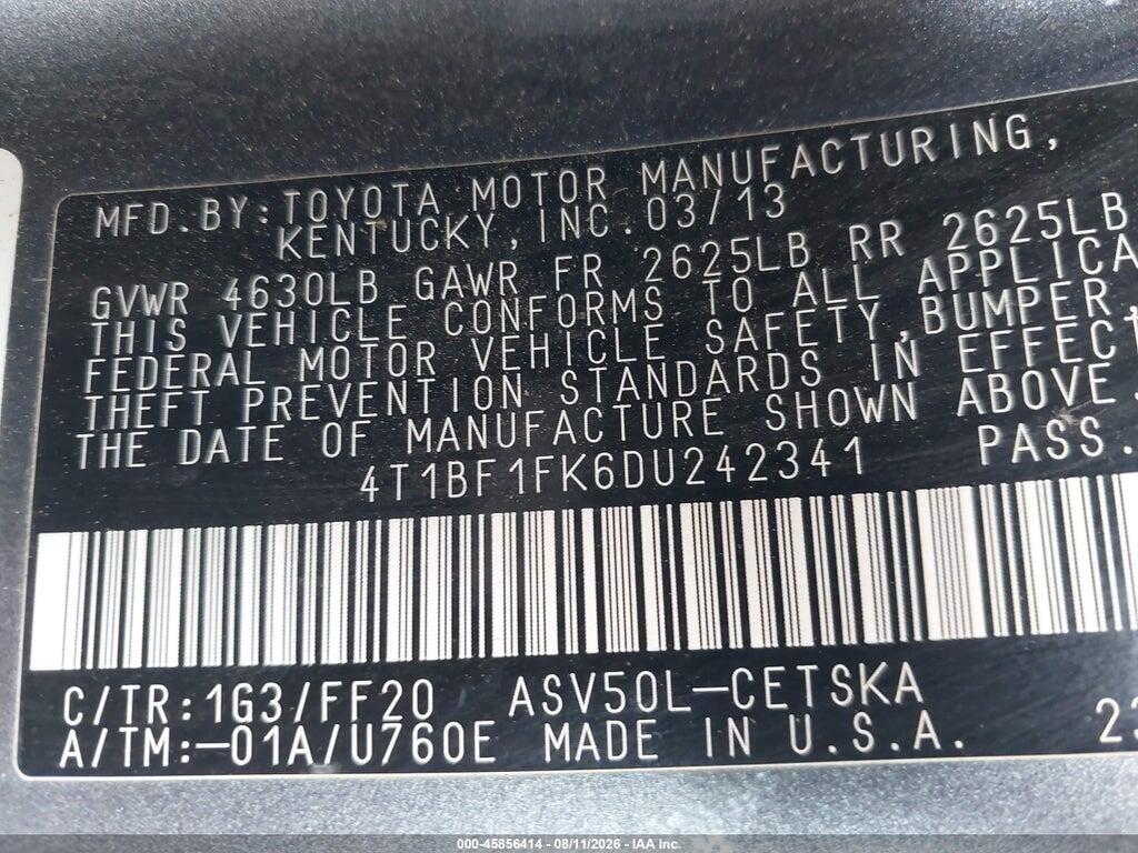 4T1BF1FK6DU242341 2013 TOYOTA CAMRY photo no. 9