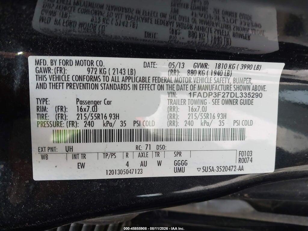 1FADP3F27DL335290 2013 FORD FOCUS photo no. 9