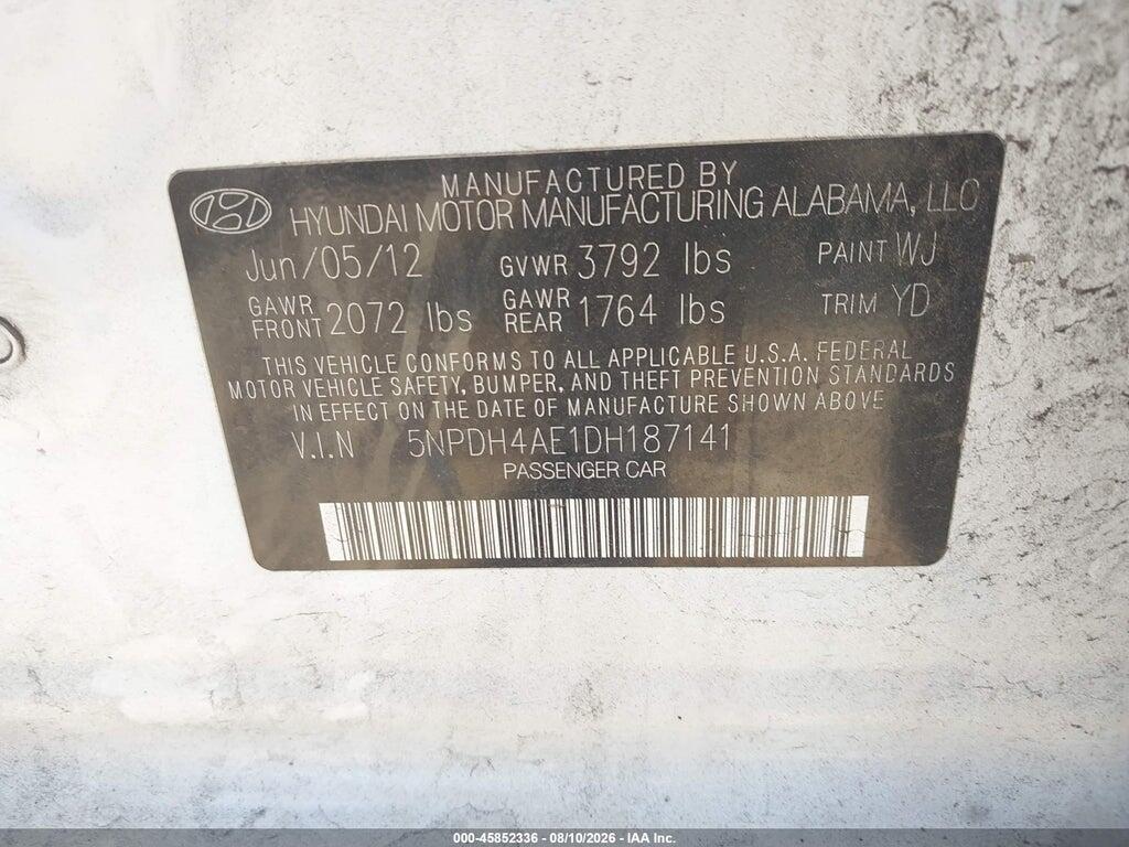 5NPDH4AE1DH187141 2013 HYUNDAI ELANTRA photo no. 9