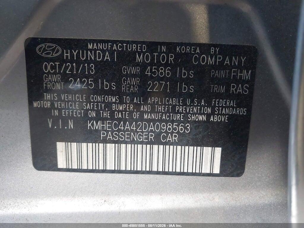 KMHEC4A42DA098563 2013 HYUNDAI SONATA HYBRID photo no. 9