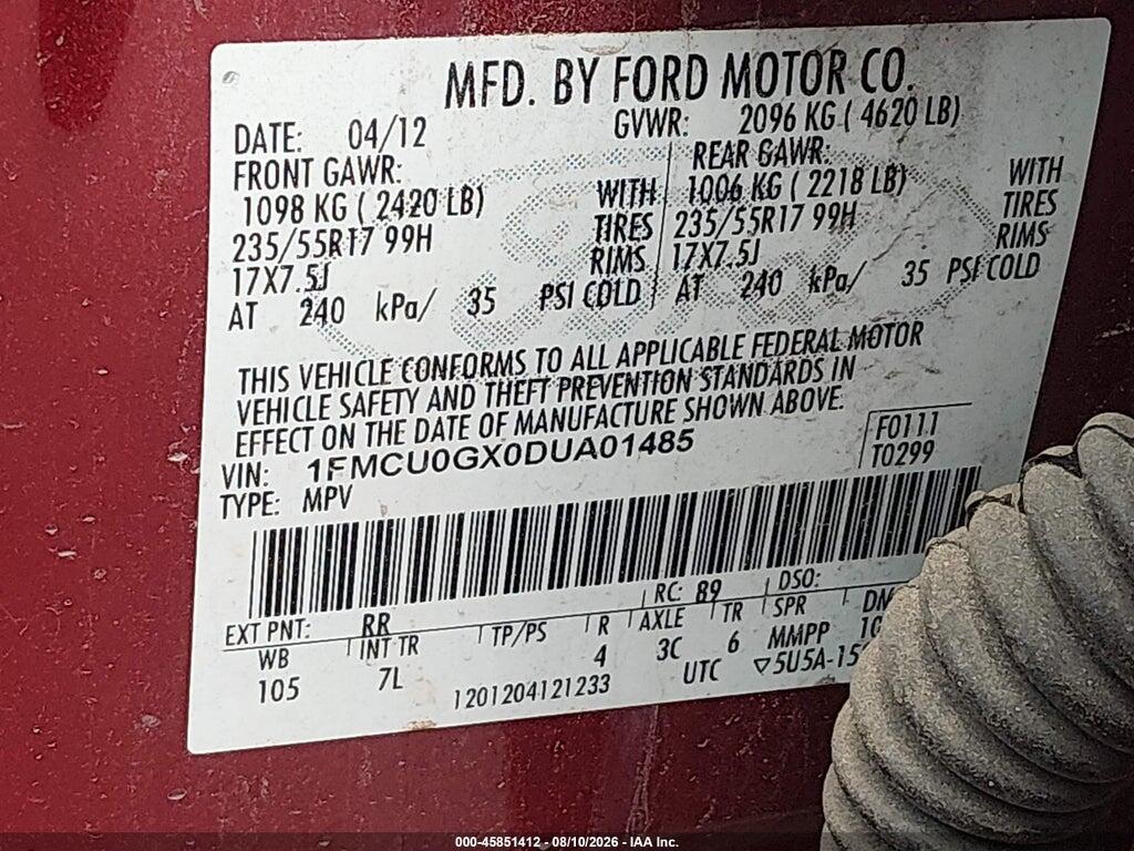 1FMCU0GX0DUA01485 2013 FORD ESCAPE photo no. 9