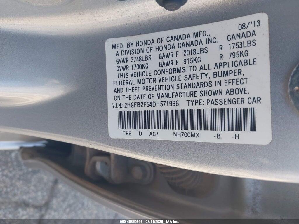 2HGFB2F54DH571996 2013 HONDA CIVIC photo no. 9