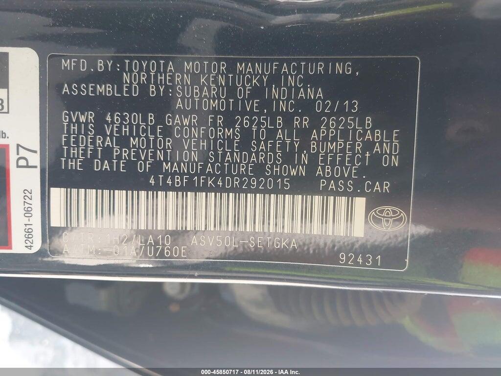 4T4BF1FK4DR292015 2013 TOYOTA CAMRY photo no. 9