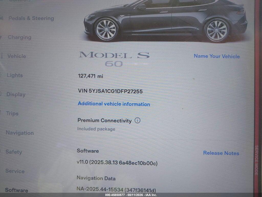 5YJSA1CG1DFP27255 2013 TESLA MODEL S photo no. 7