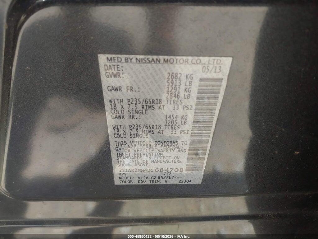 5N1AR2MN4DC684708 2013 NISSAN PATHFINDER photo no. 9