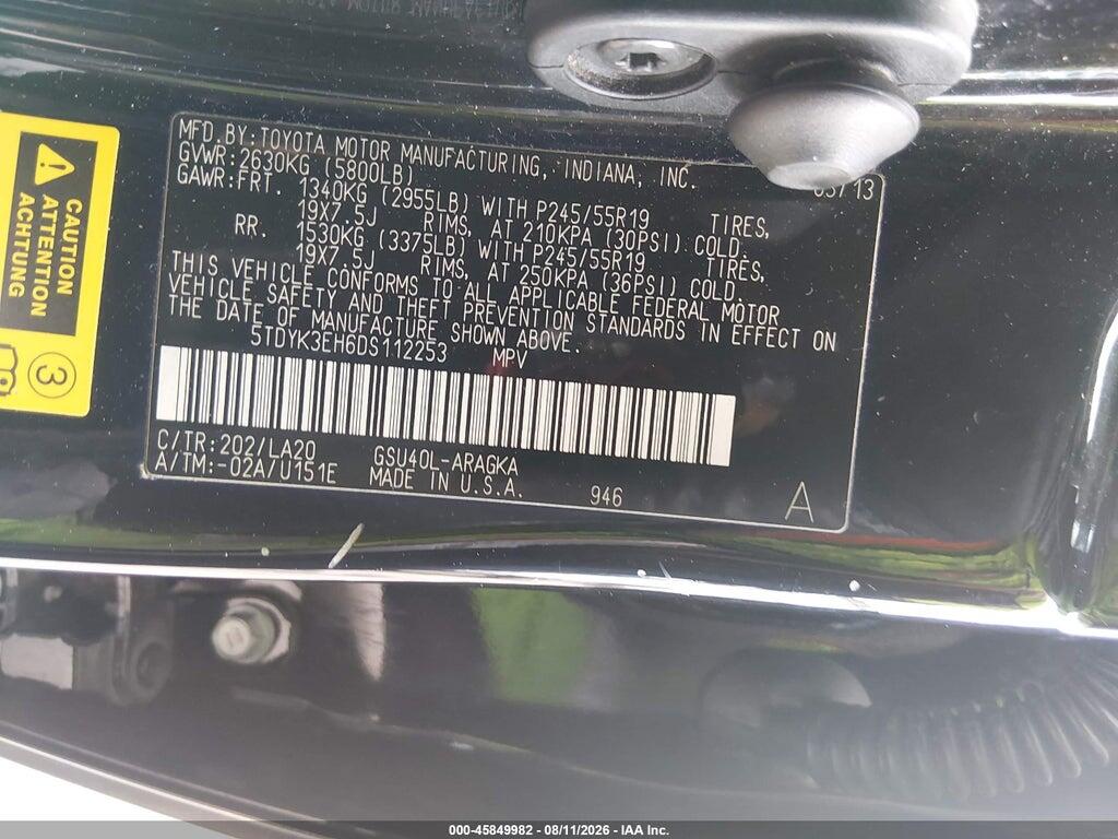 5TDYK3EH6DS112253 2013 TOYOTA HIGHLANDER photo no. 9