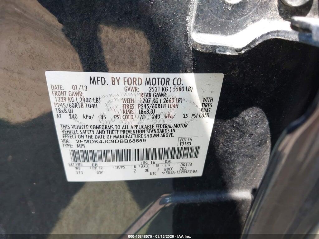 2FMDK4JC9DBB68859 2013 FORD EDGE photo no. 9