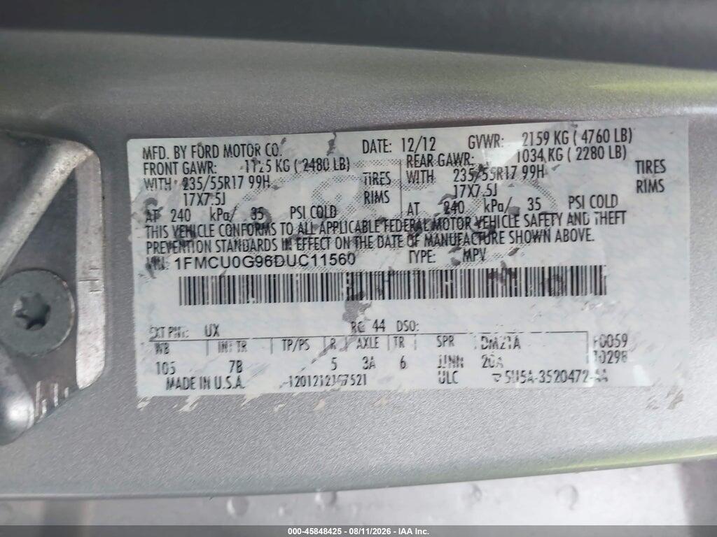 1FMCU0G96DUC11560 2013 FORD ESCAPE photo no. 9