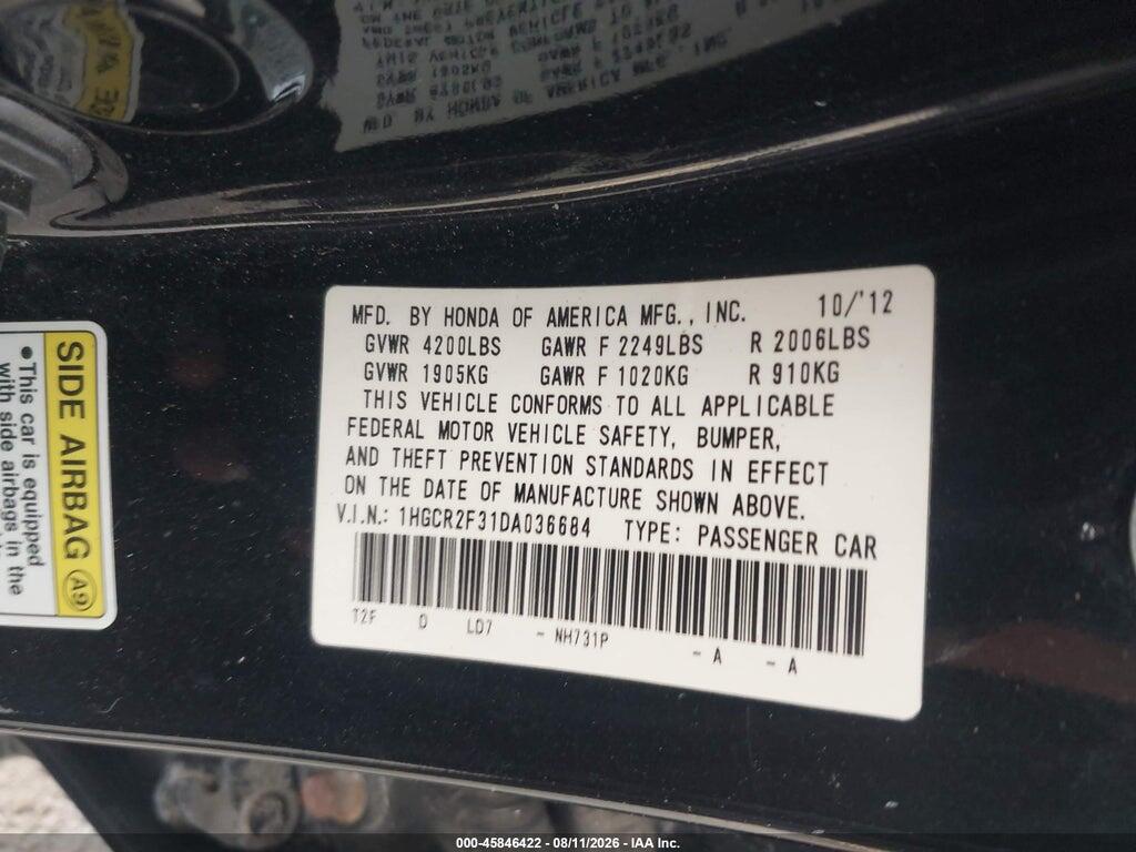 1HGCR2F31DA036684 2013 HONDA ACCORD photo no. 9
